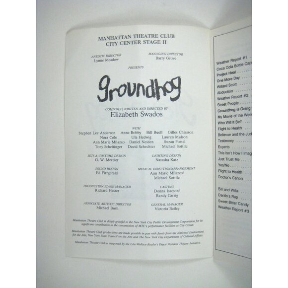 Groundhog Manhattan Theatre Club Elizabeth Swados Annne Bobby Bill Buell NYC - Picture 2 of 5